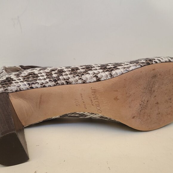 Jimmy Choo Ivory/Brown Snakeskin Open Toe Sandals Pumps Lace Up EU 40.5 - Picture 10 of 16